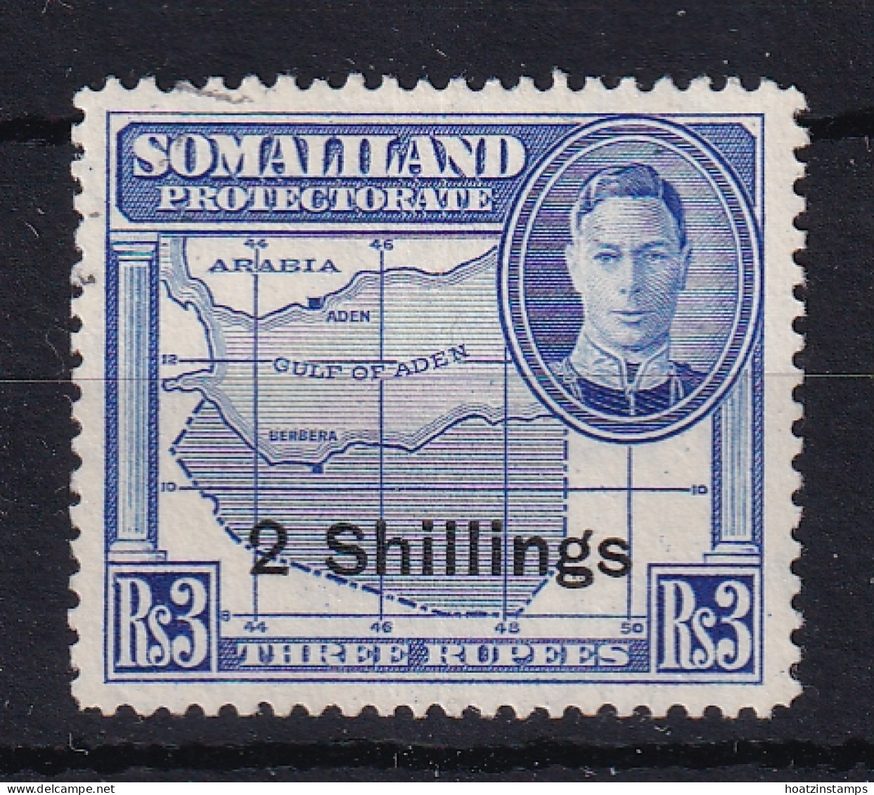 Somaliland Protectorate: 1951   KGVI - Surcharge    SG134     2/- On 3R     Used  - Somaliland (Herrschaft ...-1959)