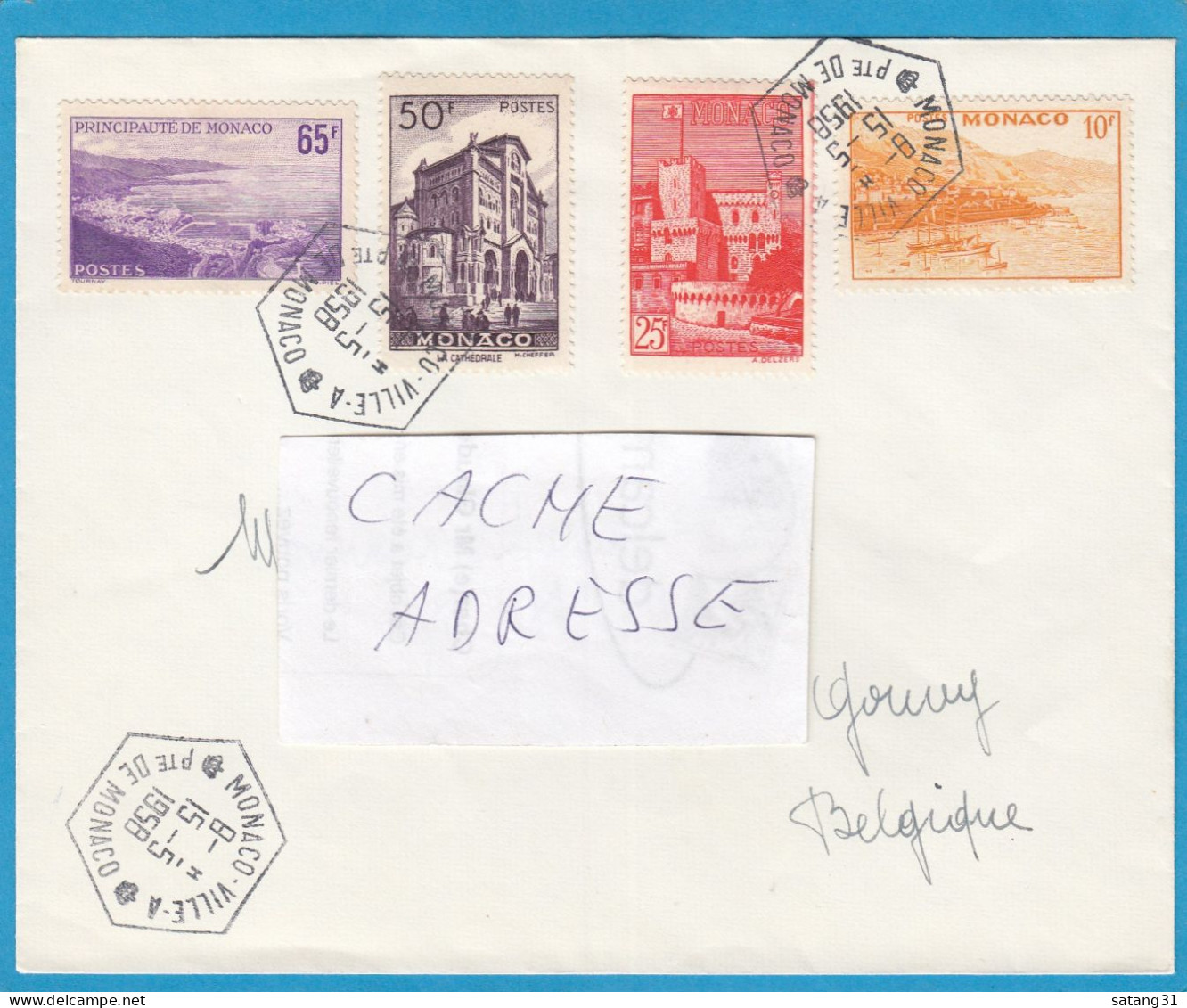 LETTRE DE MONACO-VILLE POUR GOUVY,BELGIQUE.1958. - Cartas & Documentos