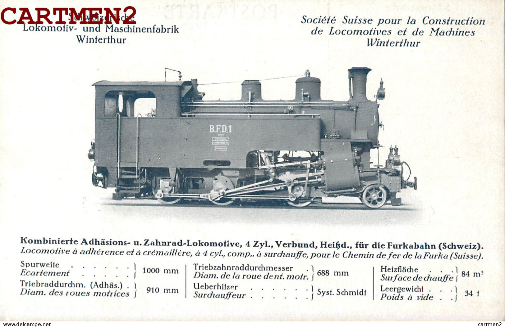 LA FURKA URI SOCIETE SUISSE CONSTRUCTION LOCOMOTIVES MACHINES WINTERTHUR TRAIN LOCOMOTIVE ZUG BAHN TRAMWAY - Autres & Non Classés