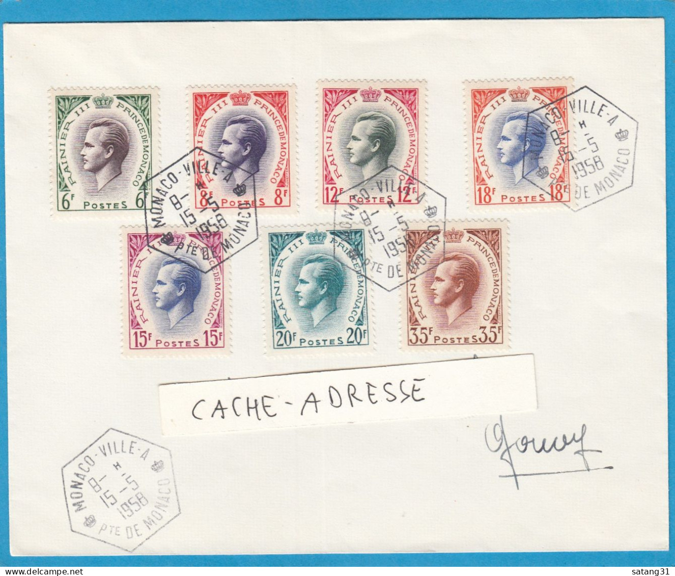 LETTRE DE MONACO-VILLE POUR GOUVY,BELGIQUE.1958. - Lettres & Documents