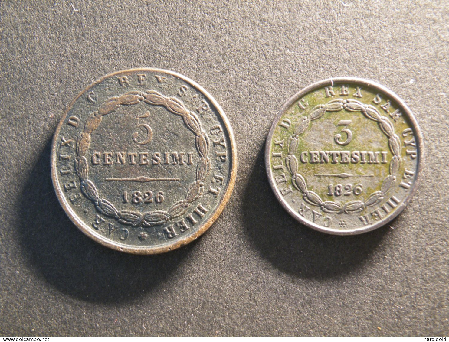 SARDAIGNE - 3 + 5 CENTESIMI - 1826 - Piemonte-Sardinië- Italiaanse Savoie