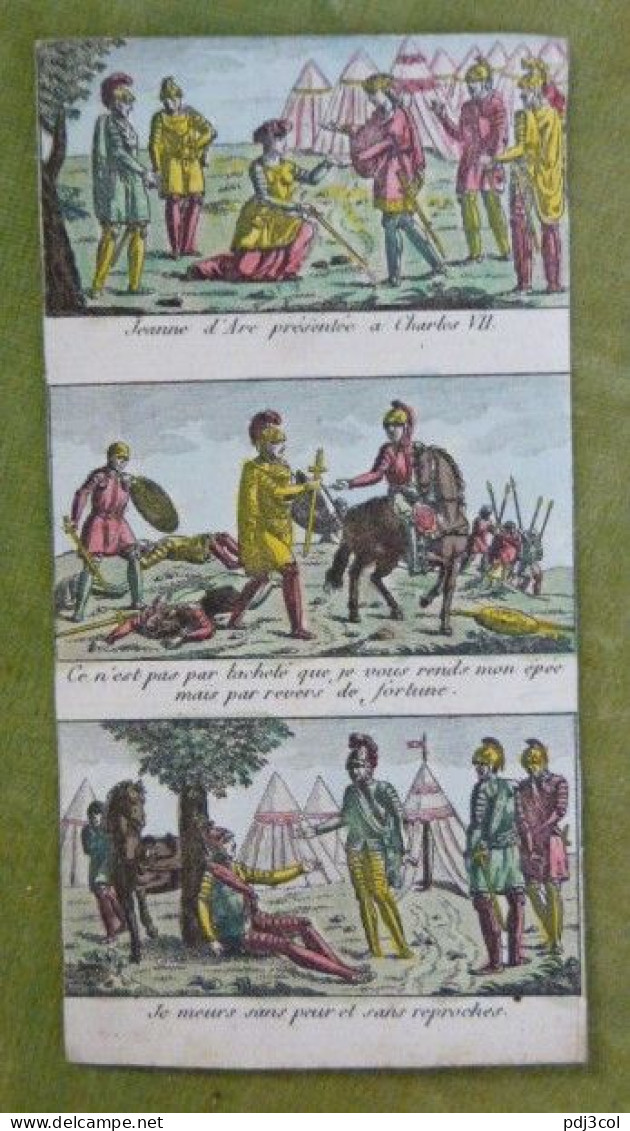 Belle Image éducative - Tripartite : Jeanne D'Arc - Revers De Fortune - Je Meurs Sans Peur Et Sans Reproche - Histoire