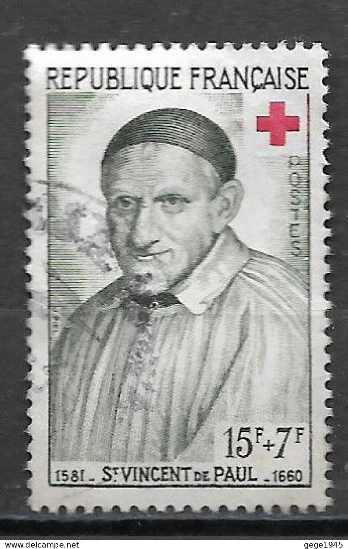 France  1958  Oblitéré  N° 1187  -  Croix Rouge - St Vincent De Paul - Gebruikt