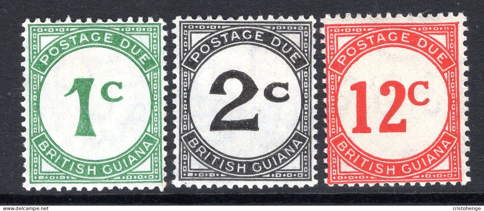 British Guiana 1940-55 Postage Due - Chalk-surfaced Paper Set HM (SG D1, D2, & D4) - Guyane Britannique (...-1966)