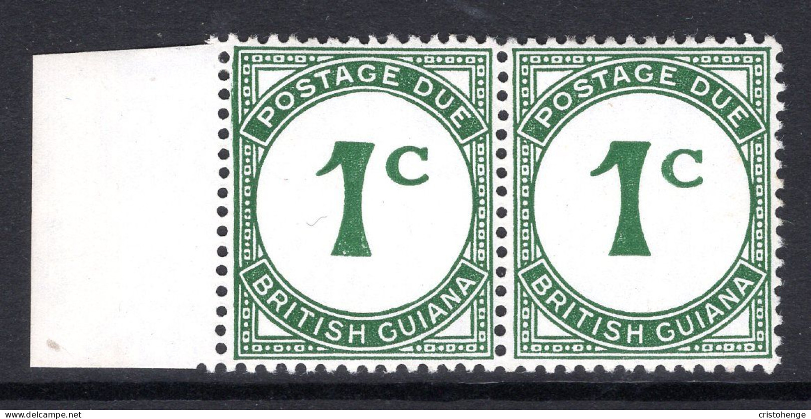 British Guiana 1952 Postage Due - Chalk-surfaced Paper - 1c Green Pair HM (SG D1a) - Britisch-Guayana (...-1966)