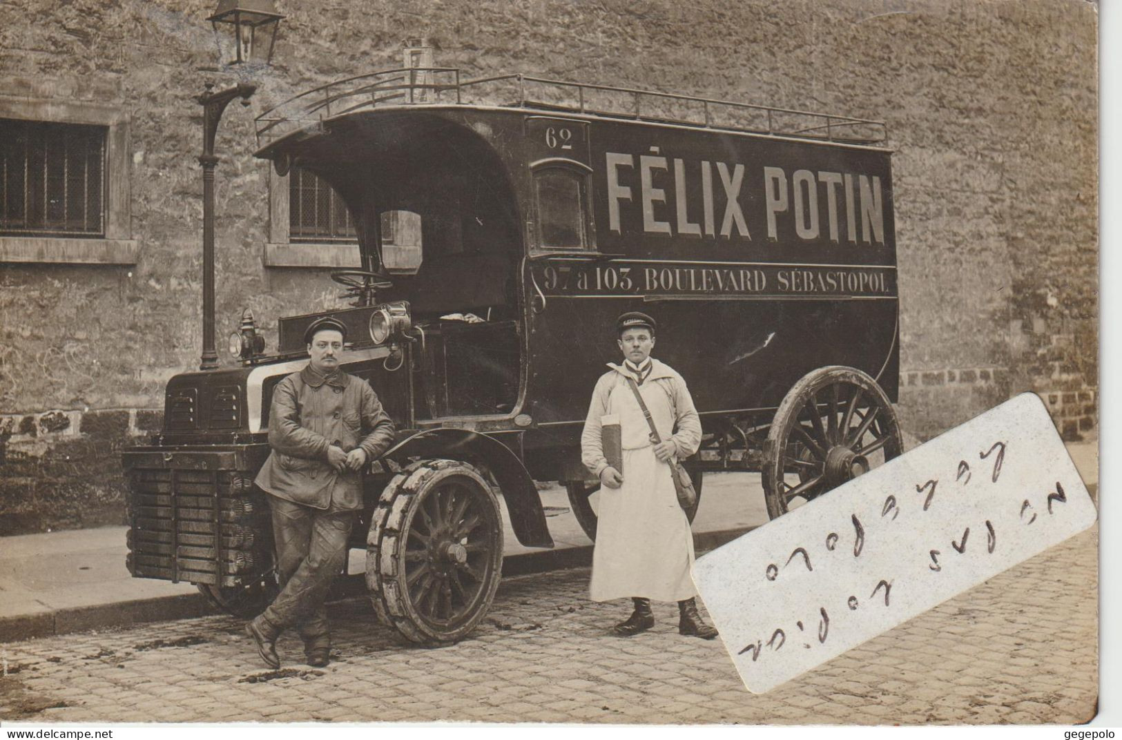 75019 - Camion De Livraison  FELIX POTIN  N°62 - 97 à 103 Bld De Sébastopol  ( Carte Photo  2/2 ) Postée Rue D'Allemagne - Paris (19)