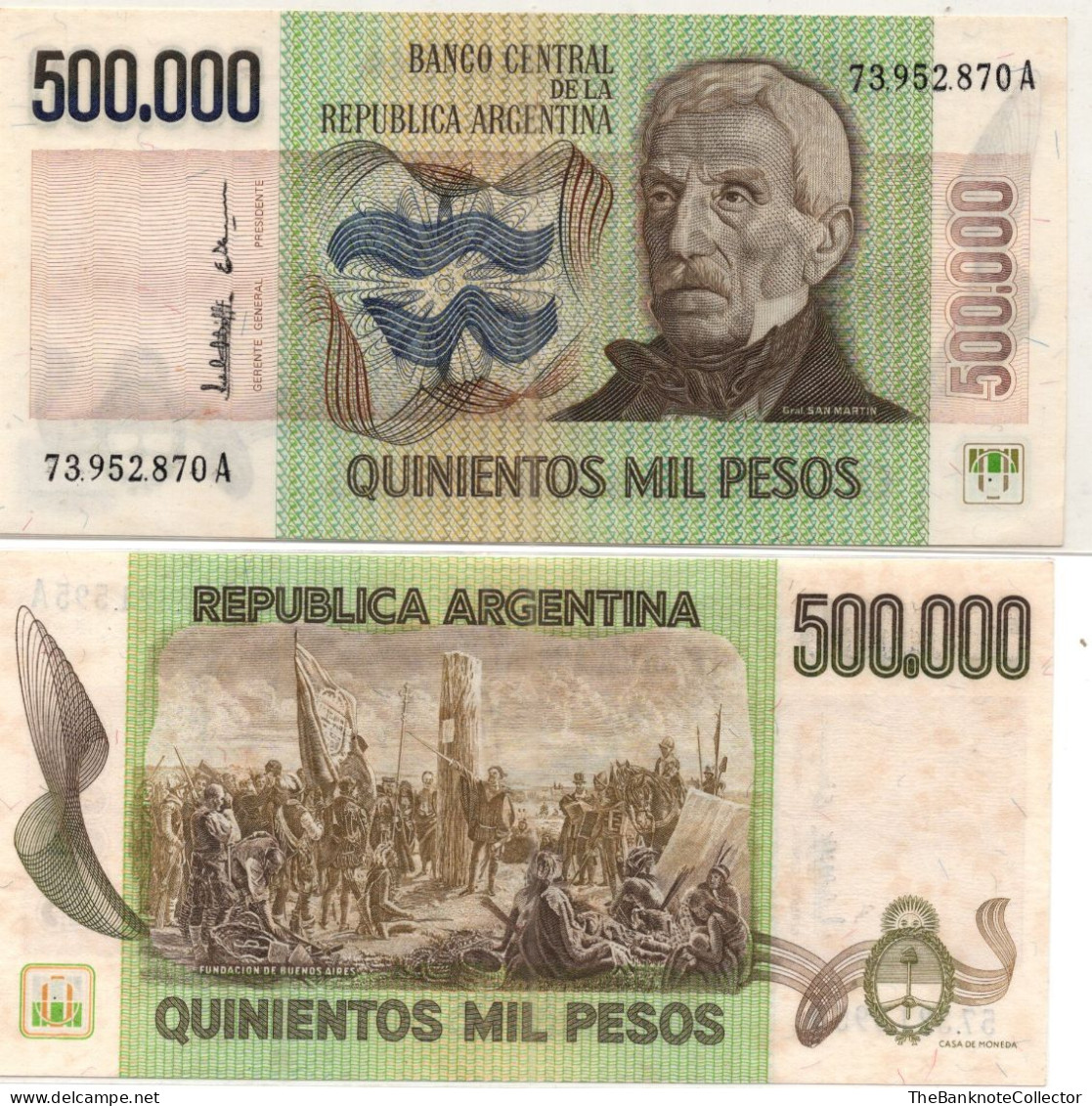 Argentina 500,000 Pesos ND 1979 P-309 AUNC-UNC Foxing Hyperinflation Series - Argentinië