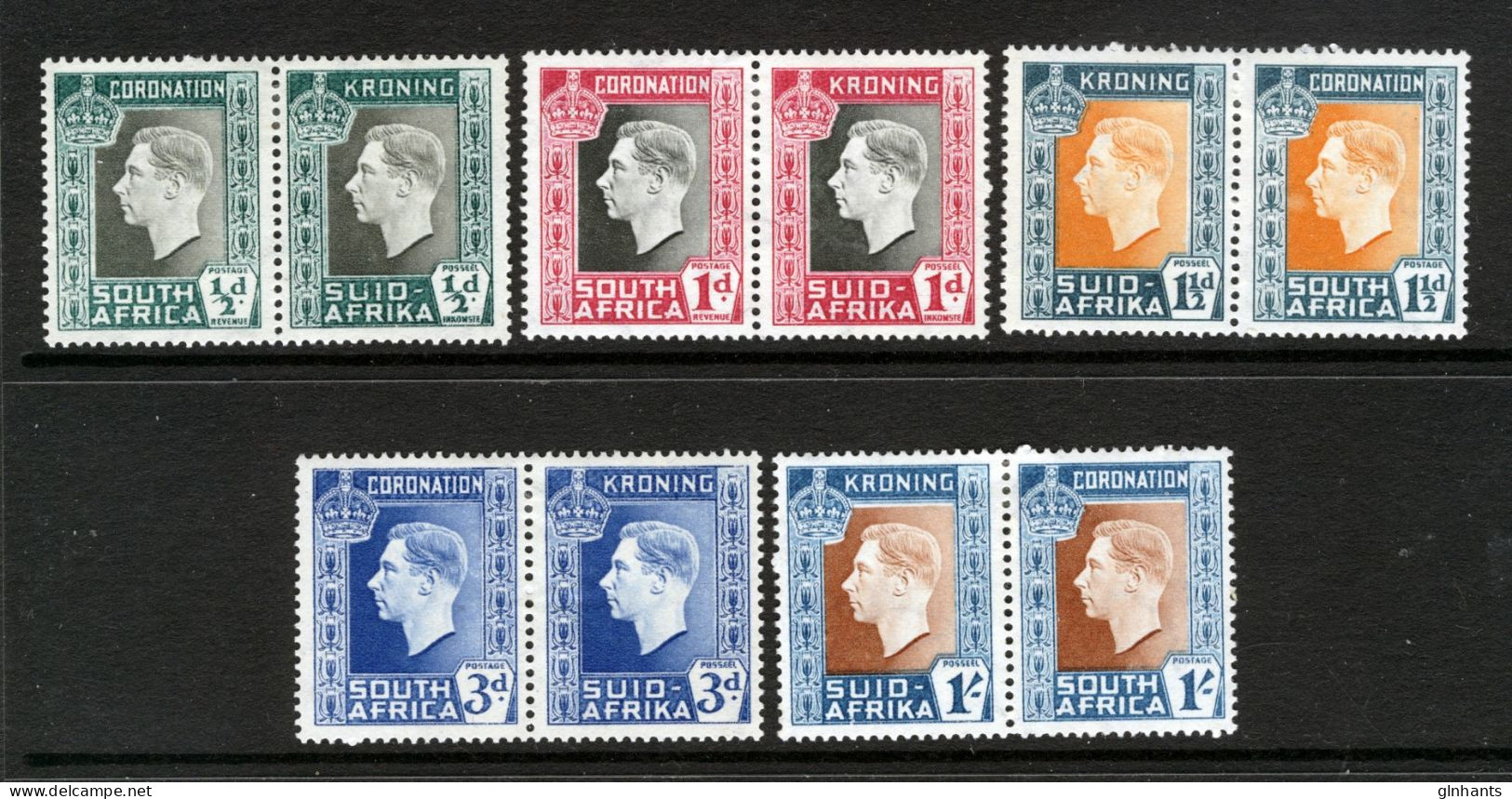 SOUTH AFRICA - 1937 CORONATION SET (10V) FINE MNH ** SG 71-75 - Unused Stamps