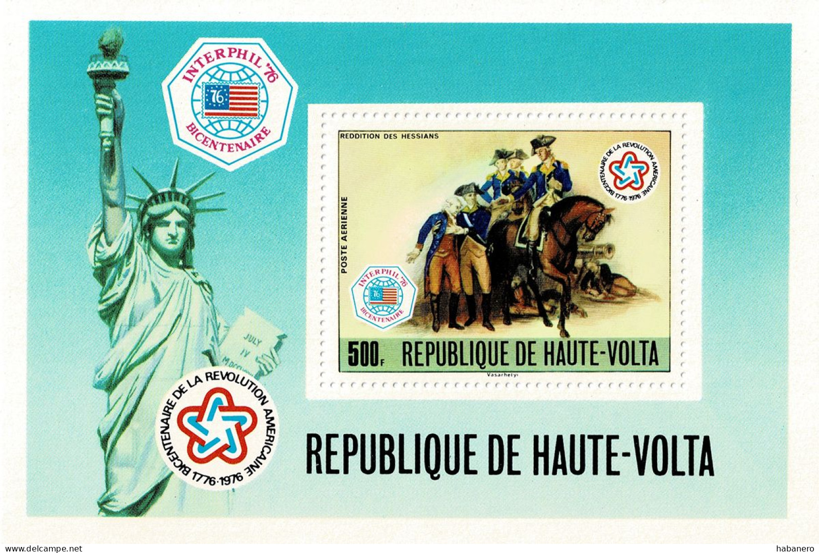 UPPER VOLTA 1976 Mi 640-644 + BL 44 BICENTENARY OF AMERICAN REVOLUTION MINT STAMPS + MINIATURE SHEET ** - Unabhängigkeit USA