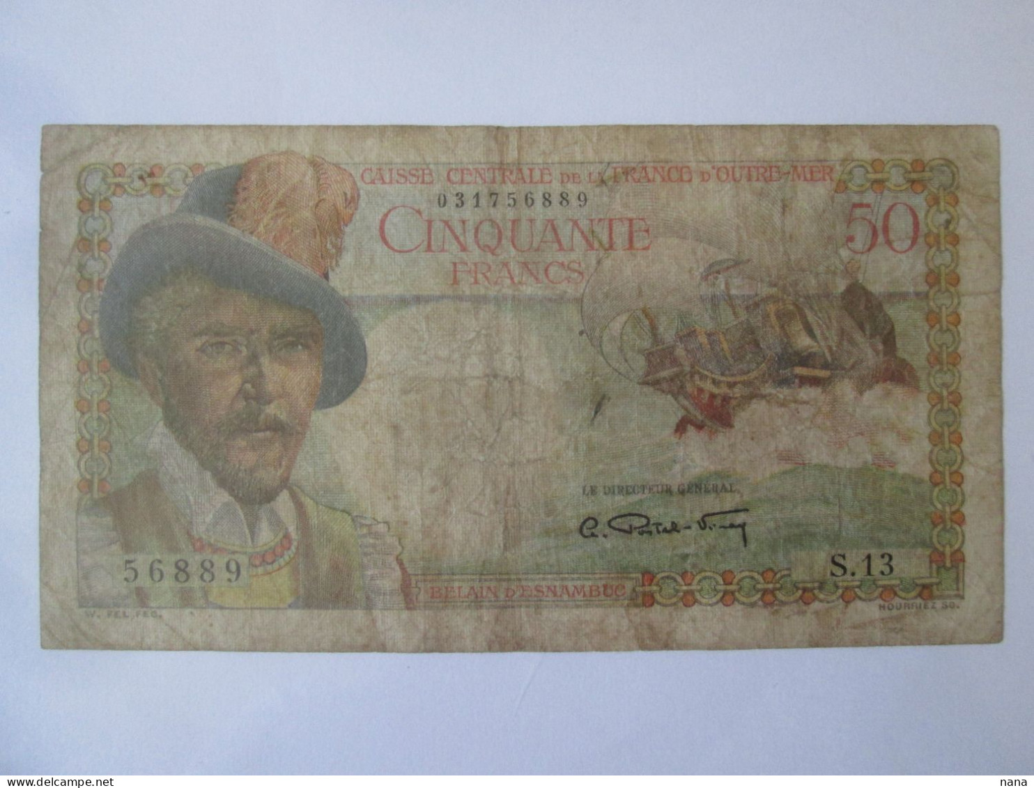 Rare! France DOM-TOM(Guadeloupe+Martinique) 50 Francs 1947-1949 CCFOM Banknote See Pictures - Sin Clasificación