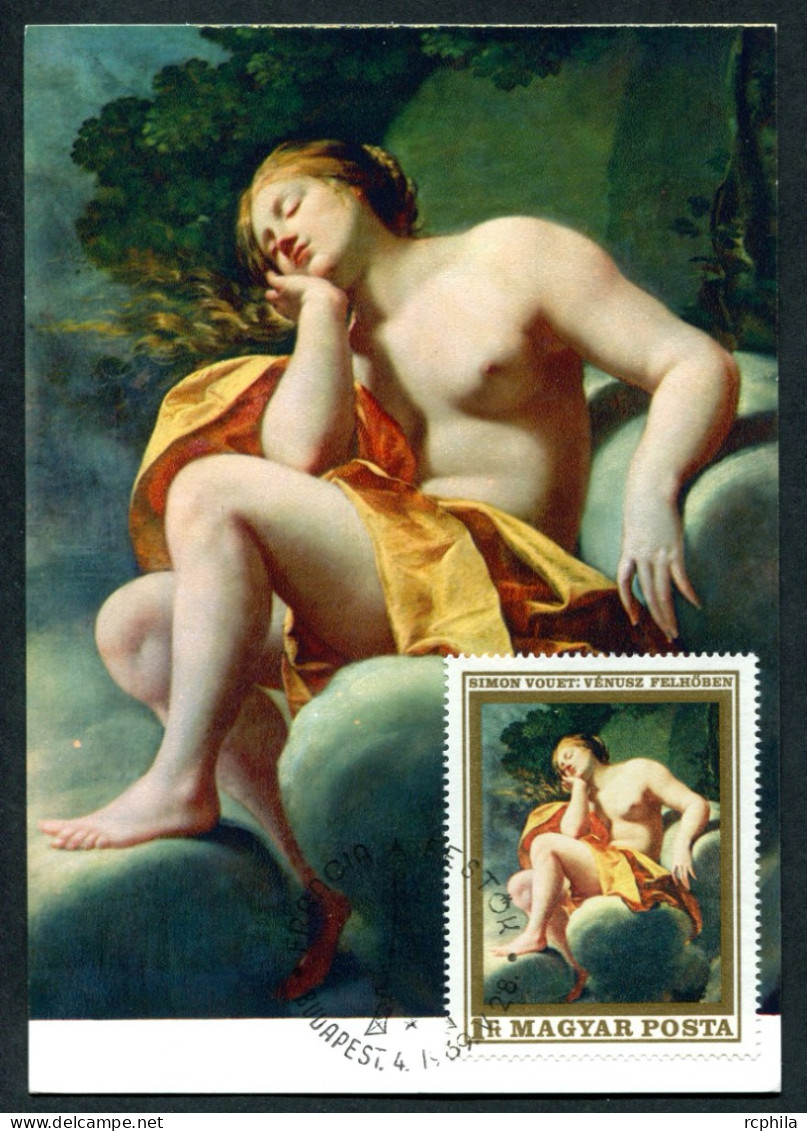 RC 27354 HONGRIE 1969 SIMON VOUET TABLEAU MUSEUM OF FINE ART BUDAPEST CARTE MAXIMUM FDC 1er JOUR TB - Maximumkaarten