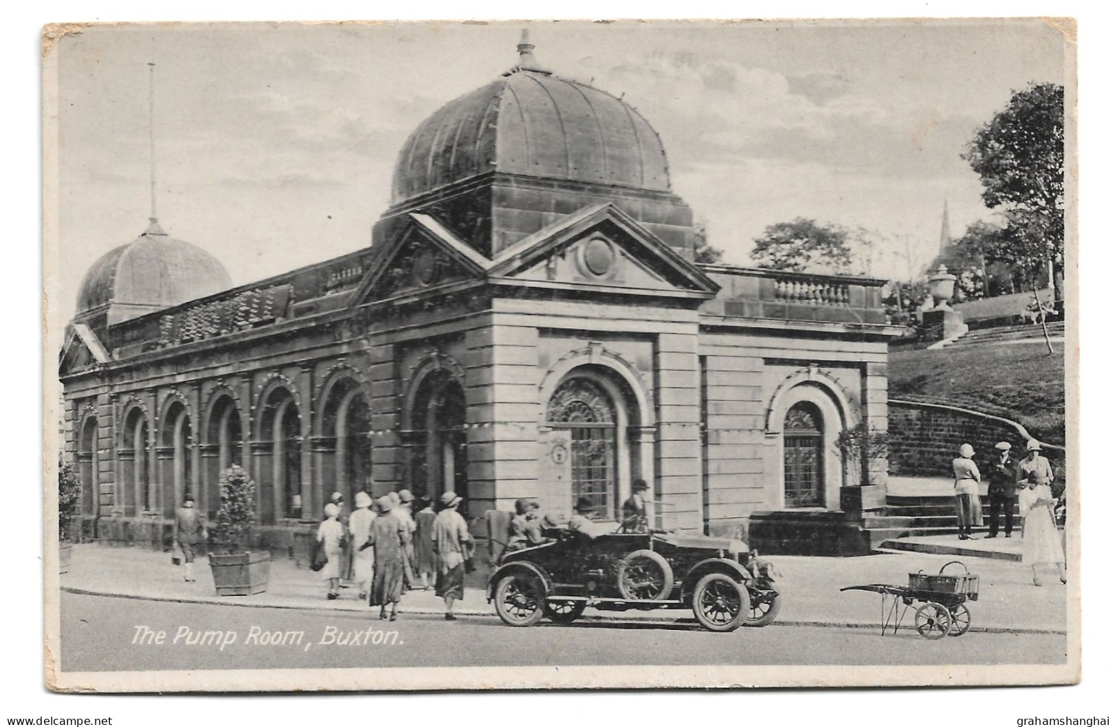 2 Postcards Lot UK England Derbyshire Buxton From Town Hall 1908 & Pump Room 1927 RPPC - Derbyshire