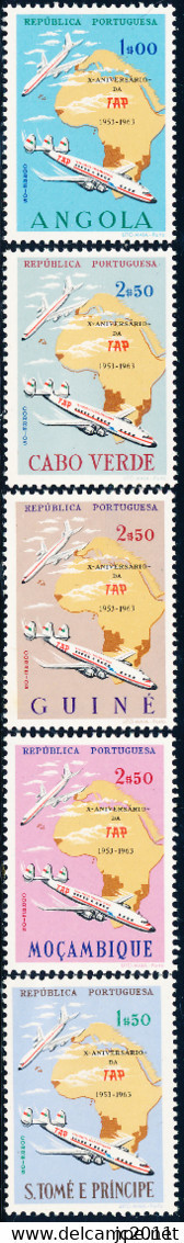 Portuguese Colonies - 1963 - Airplanes - Boeing 707 & Lockheed - Map / Africa - MNH - Altri & Non Classificati