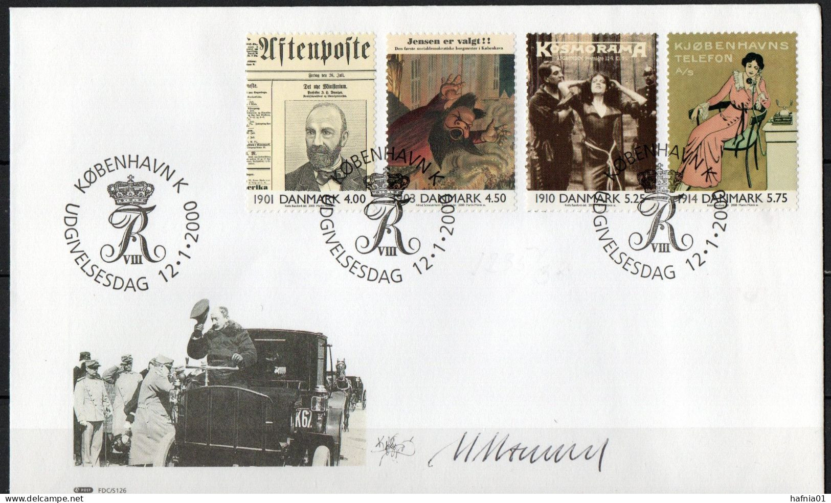 Martin Mörck. Denmark 2000. Events Of The 20th Century. Michel 1234 - 1237 FDC. Signed. - FDC