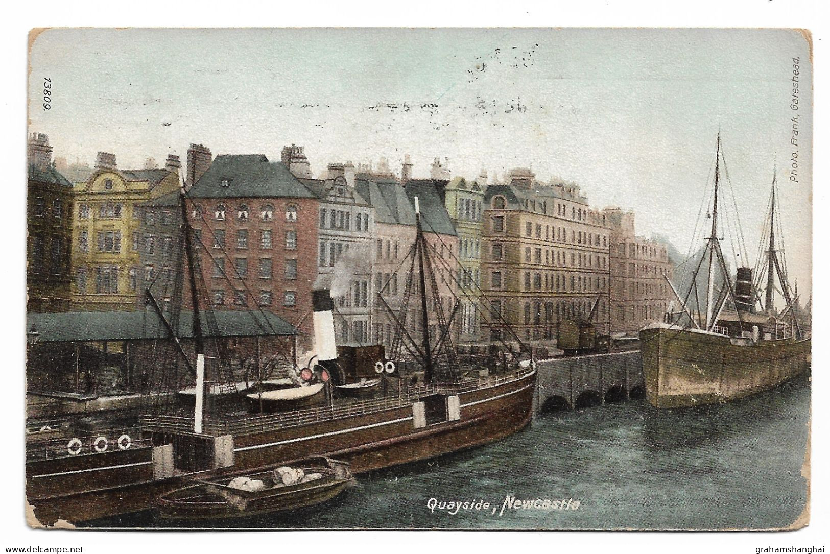 Postcard UK England Northumberland Newcastle-upon-Tyne Quayside Ships Boats Posted 1908 - Newcastle-upon-Tyne