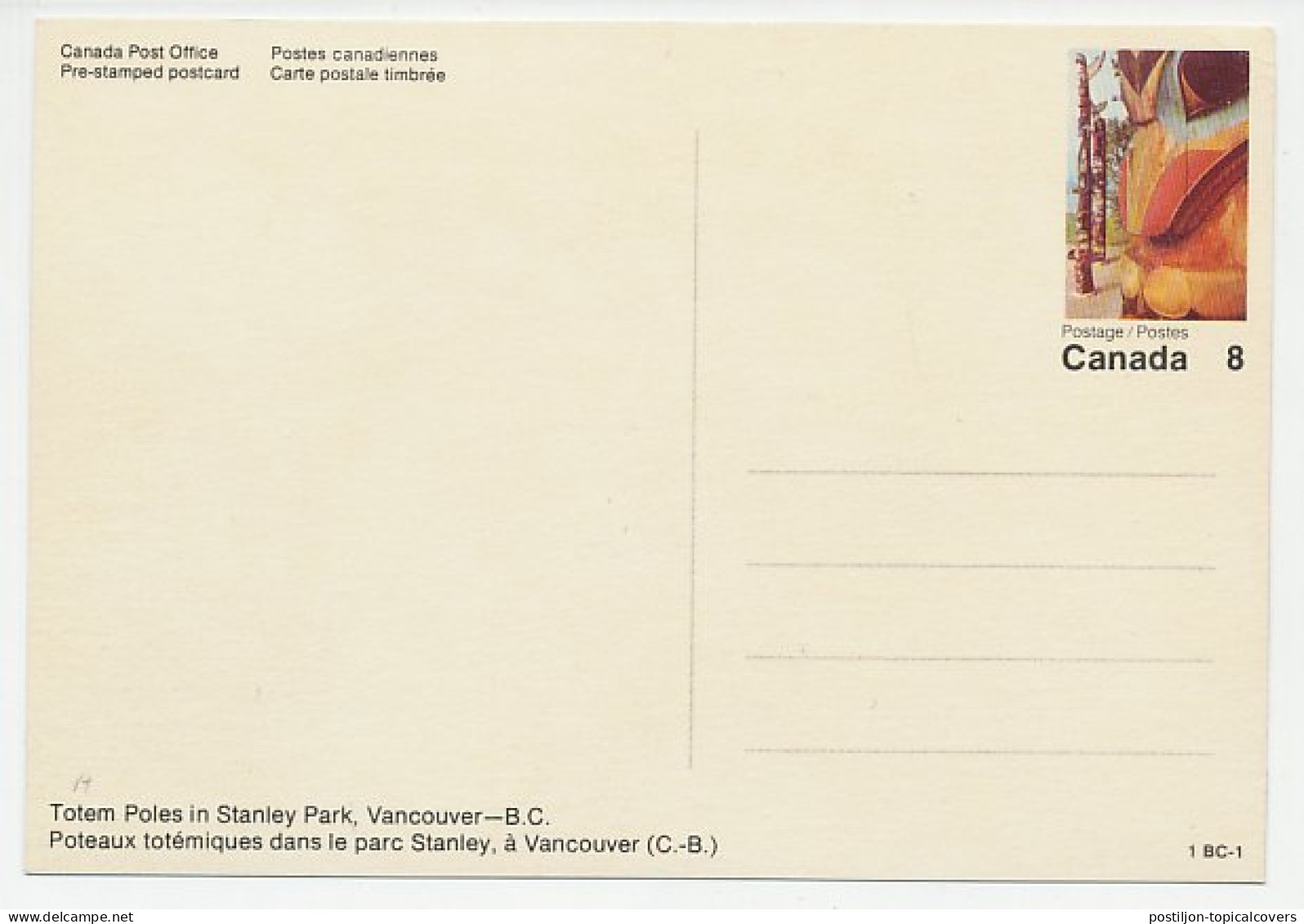 Postal Stationery Canada Totem Poles - Indiens D'Amérique