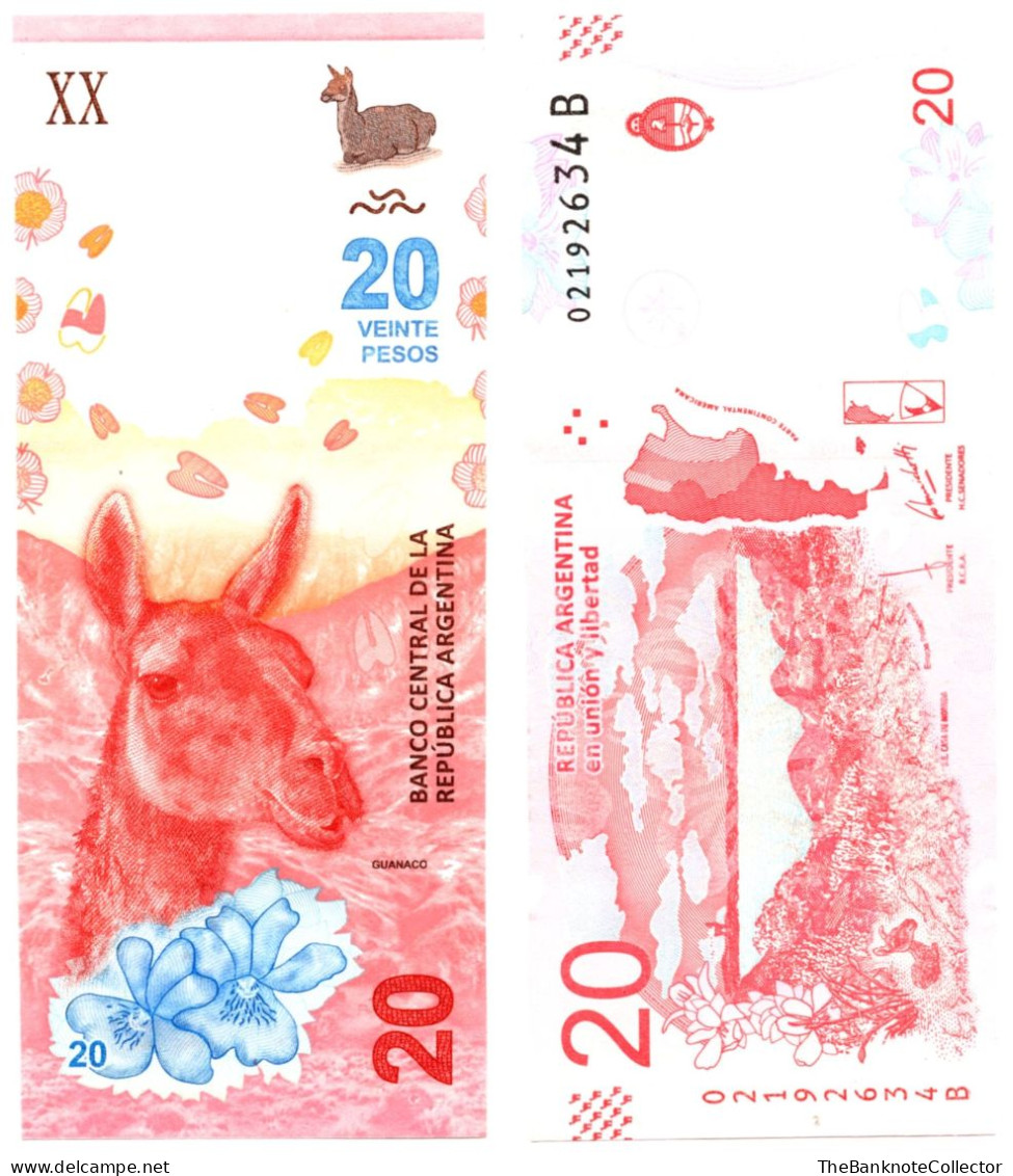 Argentina 20 Pesos ND2018  UNC P-361 Llama Suffix B - Argentine