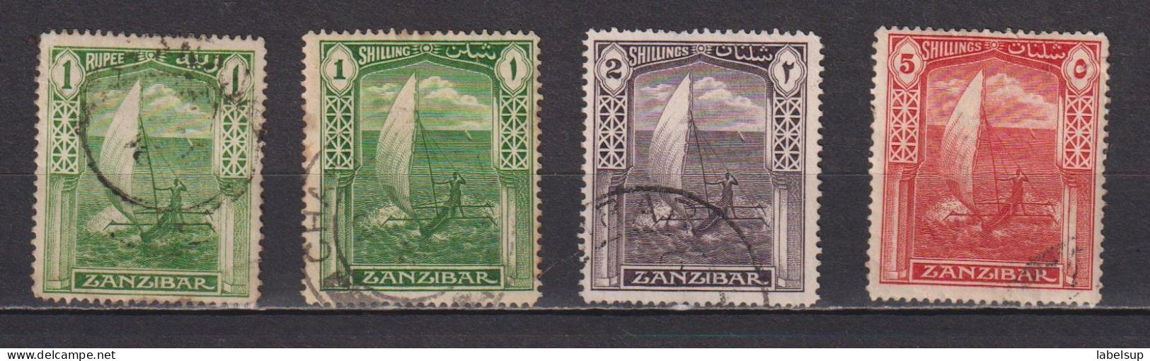 Lot De Timbres Oblitérés  De Zanzibar Entre 1913 Et 1936 Bateaux - Zanzibar (...-1963)