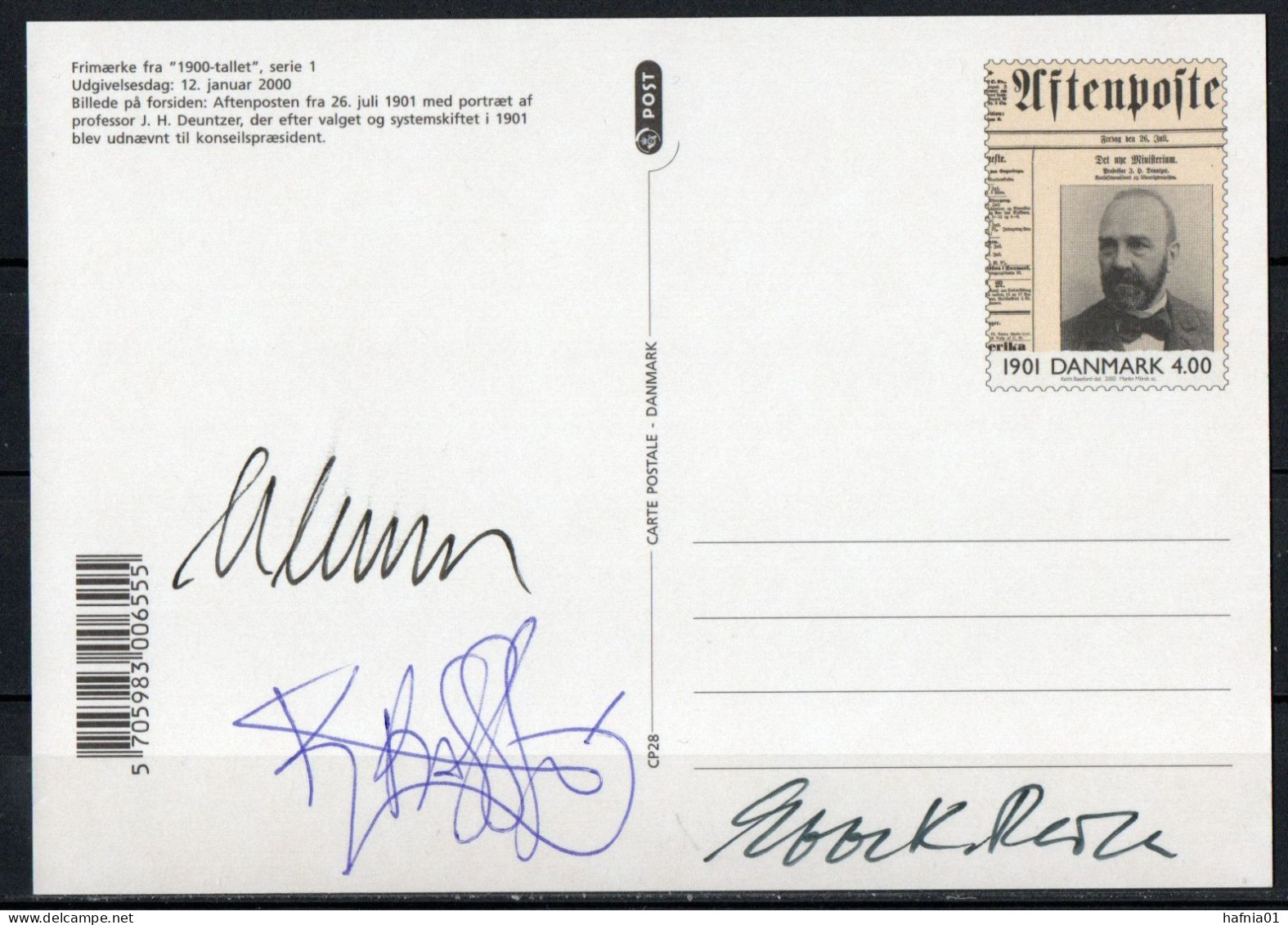 Martin Mörck. Denmark 2000. Events Of The 20th Century. Michel 1234 On Prestamped Card. Signed. - FDC