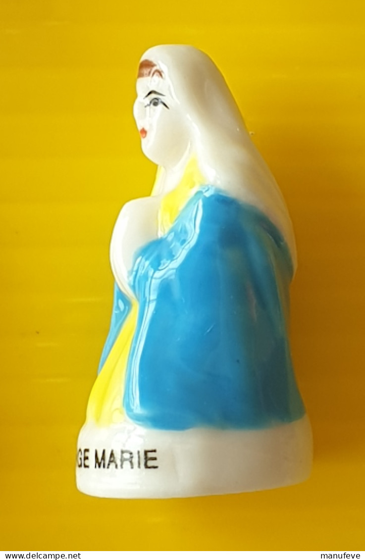 Fève Santon De Créche  - La Vierge Marie - Robe Jaune Cape Bleue - Santons