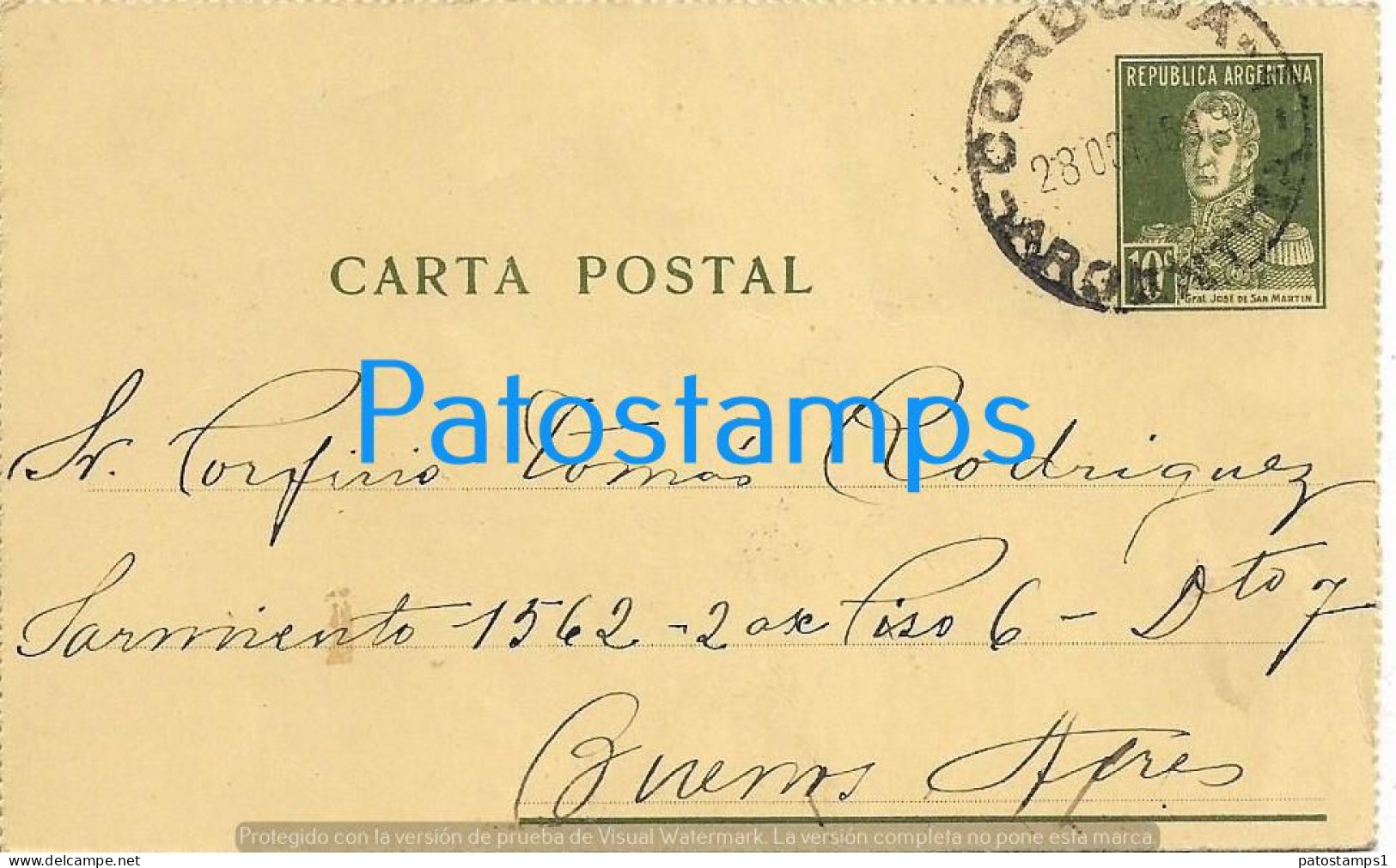 226194 ARGENTINA CORDOBA CANCEL AMBULANT YEAR 1935 BUZON 1751 CIRCULATED TO BUENOS AIRES POSTAL STATIONERY POSTCARD - Interi Postali