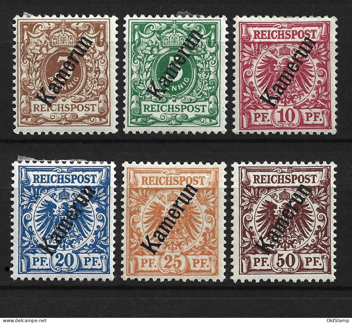 DR KOLONIEN Dt. KAMERUN 1897 MLH * Mi.# 1-6 Full Set Kaizer Yachts Deutsches REICHPOST Stamps / Alemania Germany - Kamerun