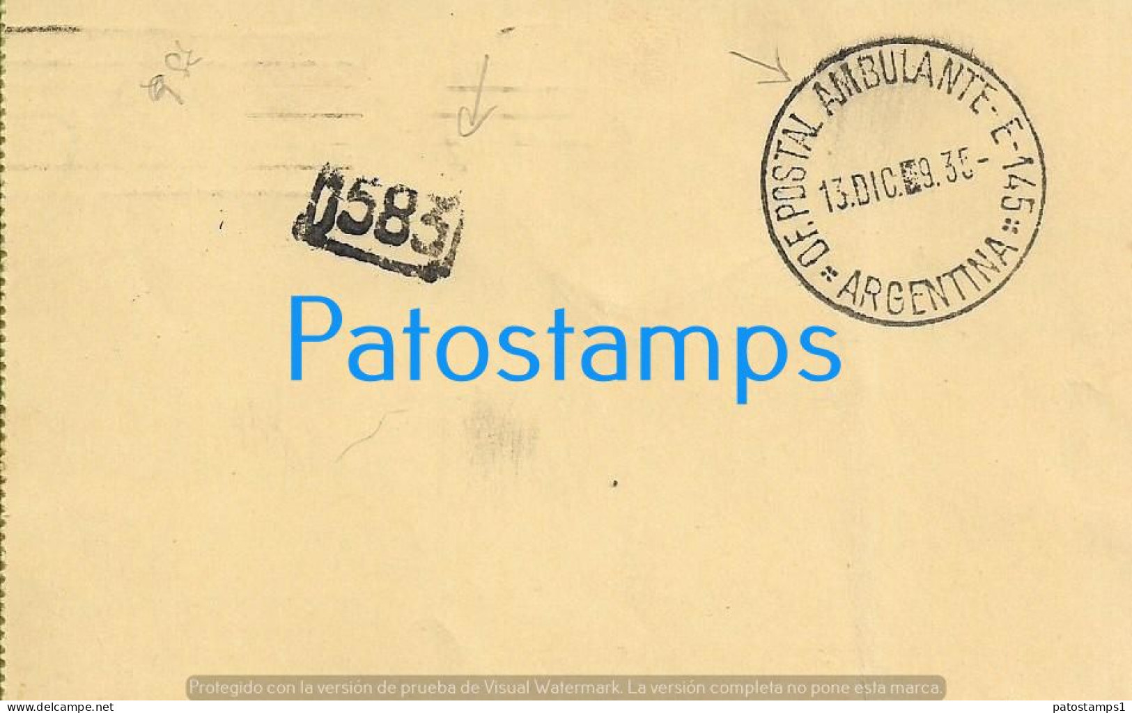 226196 ARGENTINA CORDOBA CANCEL AMBULANT YEAR 1935 BUZON 1583 CIRCULATED TO BUENOS AIRES POSTAL STATIONERY POSTCARD - Entiers Postaux