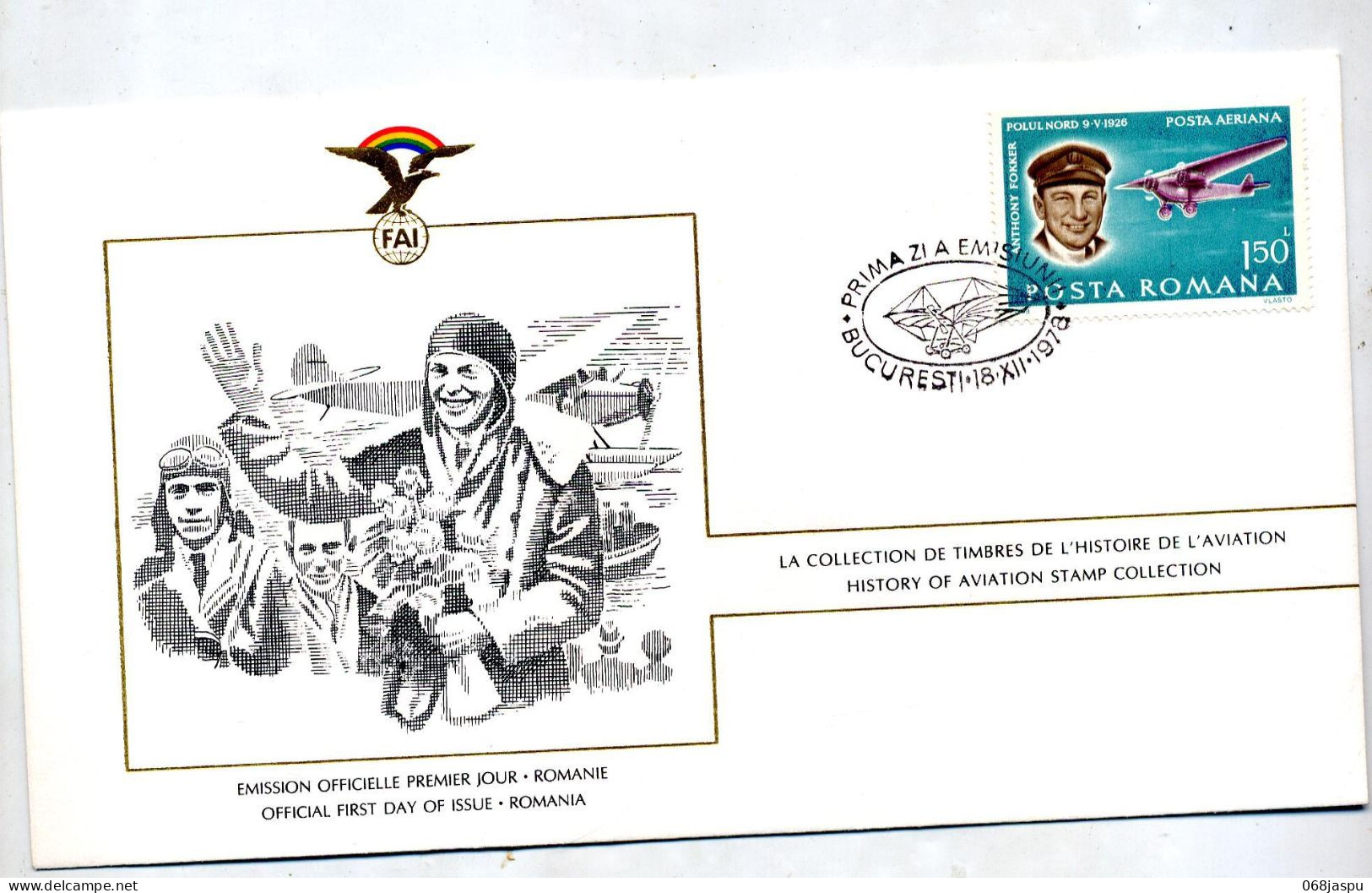 Lettre  Fdc 1978 Fokker Aviateur - FDC