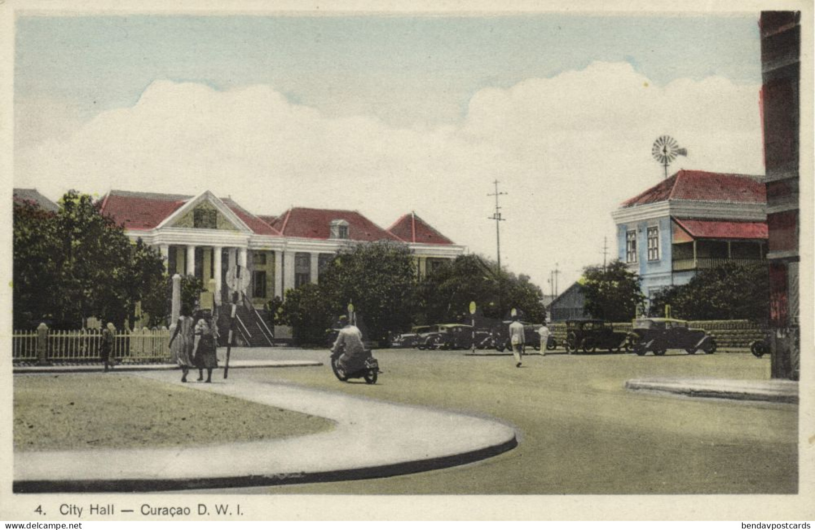 Curacao, D.W.I., WILLEMSTAD, City Hall (1930s) Sunny Isle No. 4 Postcard (2) - Curaçao