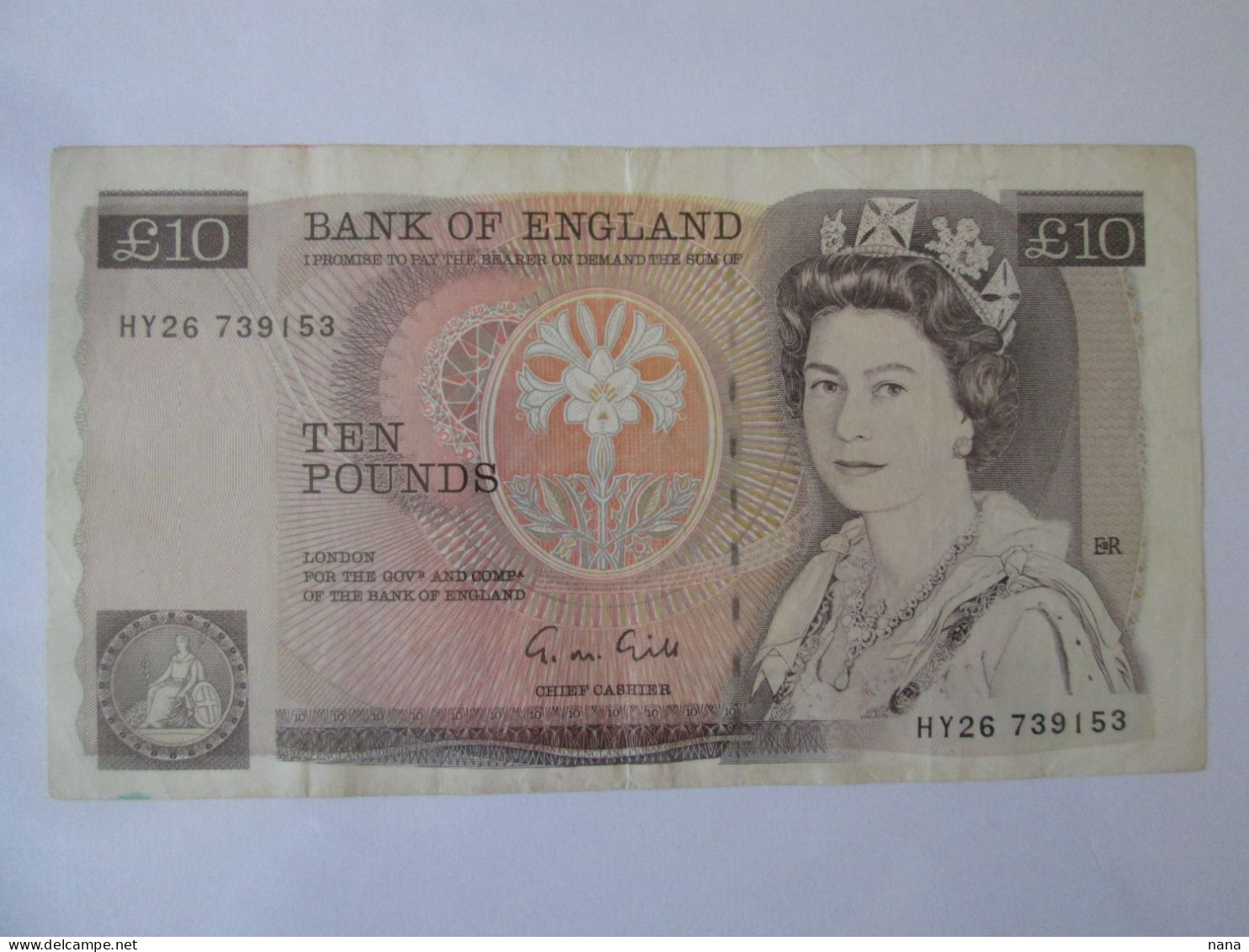 England 10 Pounds 1988-1991 Signnature G.M.Gill Banknote,see Pictures - 10 Pounds