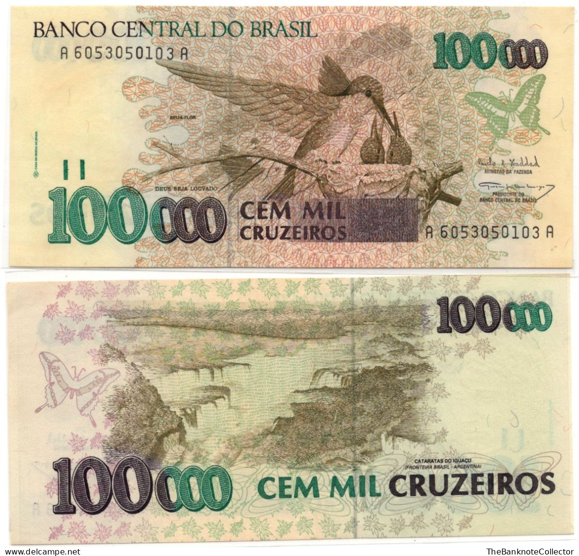 Brazil 100,000 Cruzeiros ND 1992-1993 P-235 UNC - Brazilië