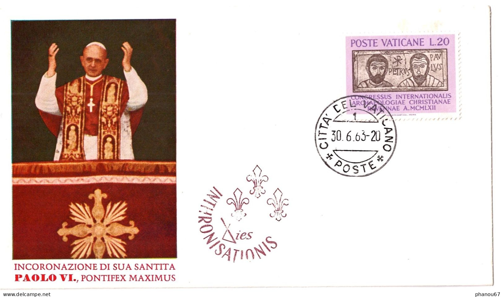 Vatican FDC 1963 Intronisation De Sa Sainteté PAUL VI, Pontifex Maximus - FDC