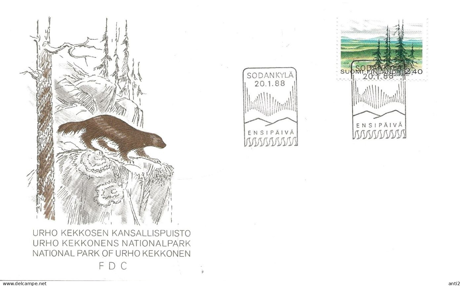 Finland   1988  Finnish National Parks, Urho Kekkonen National Park With Saariselkä Mountains Mi 1037 FDC - Covers & Documents