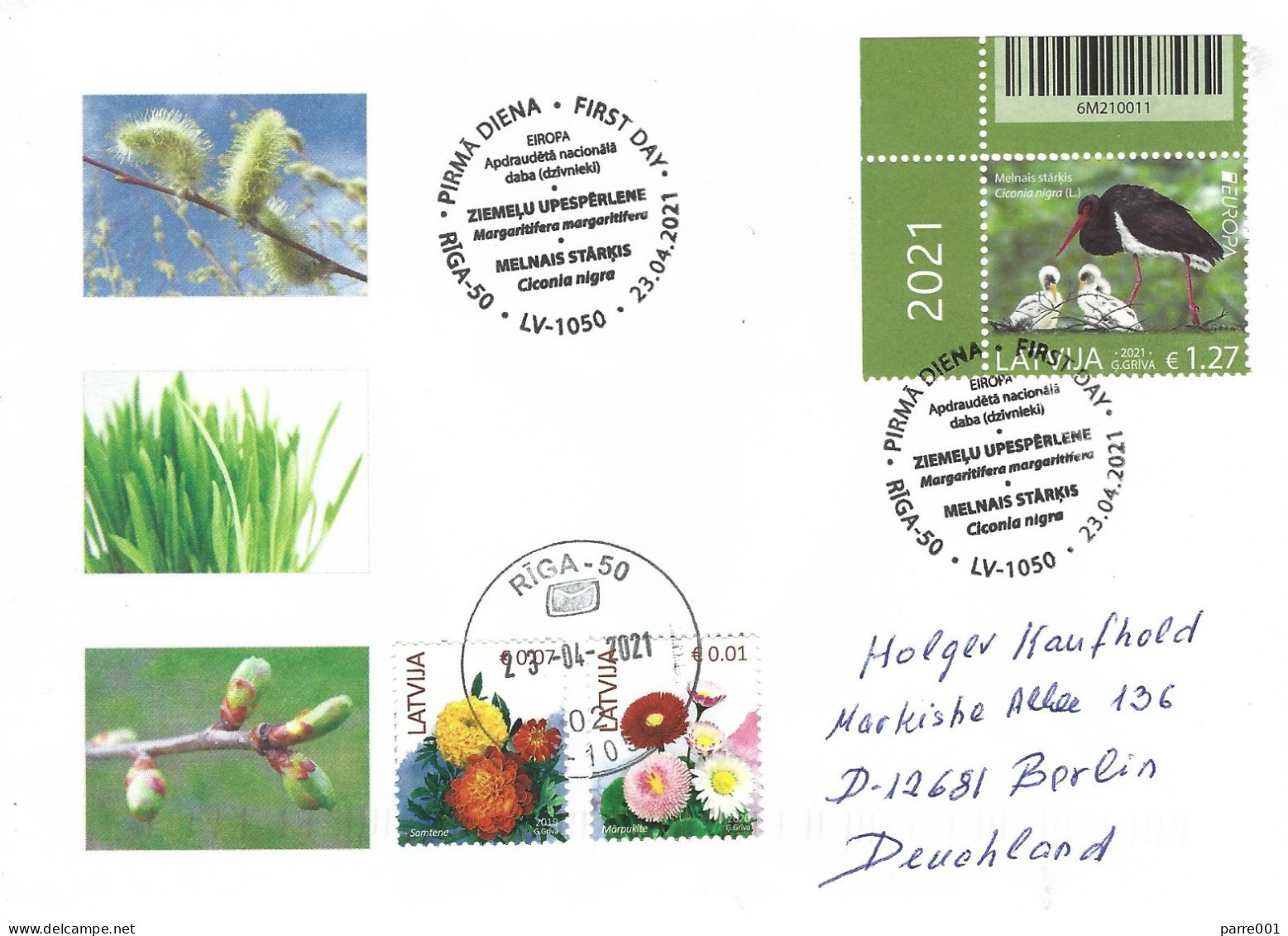 Latvia 2021 Riga Black Stork Ciconia Nigra EUROPA FDC Cover - Storchenvögel