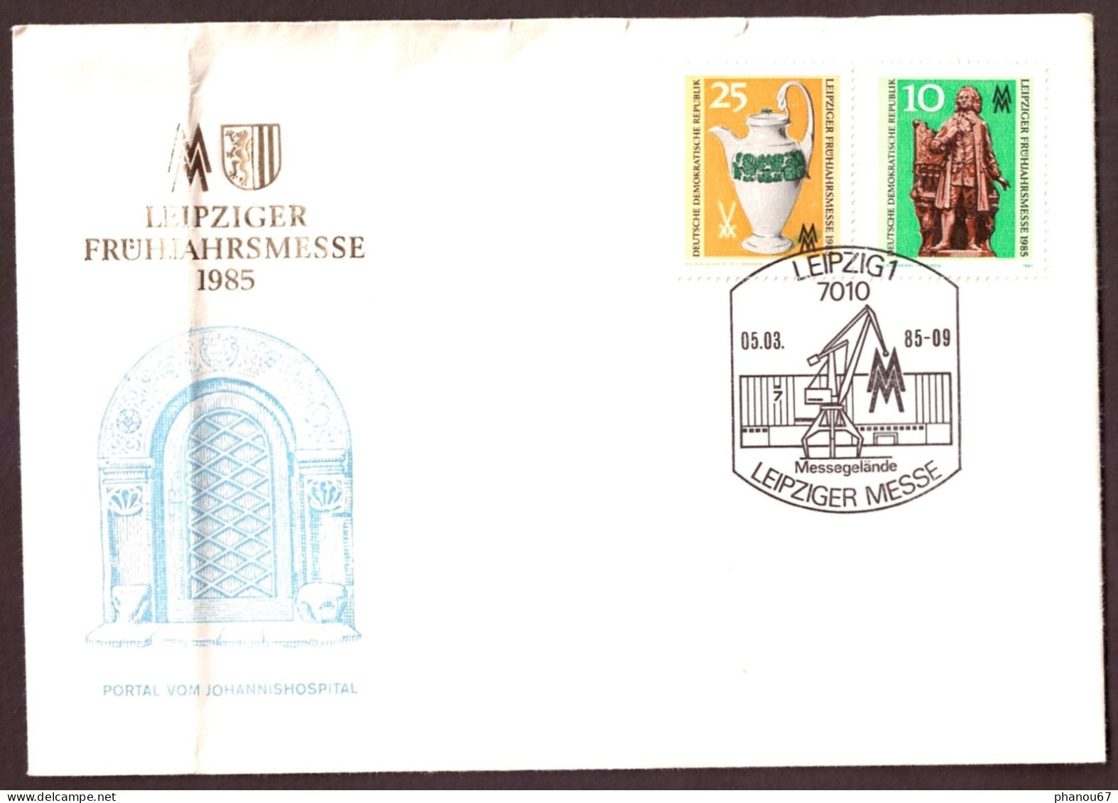 DDR Allemagne Démocratique FDC Foire De Printemps De Leipzig 1985 Pliée - 1981-1990