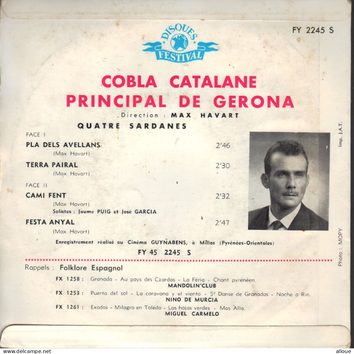 COBLA CATALANE PRINCIPAL DE GERONA - FR EP - PLA DELS AVELLANS + 3 - Musiche Del Mondo