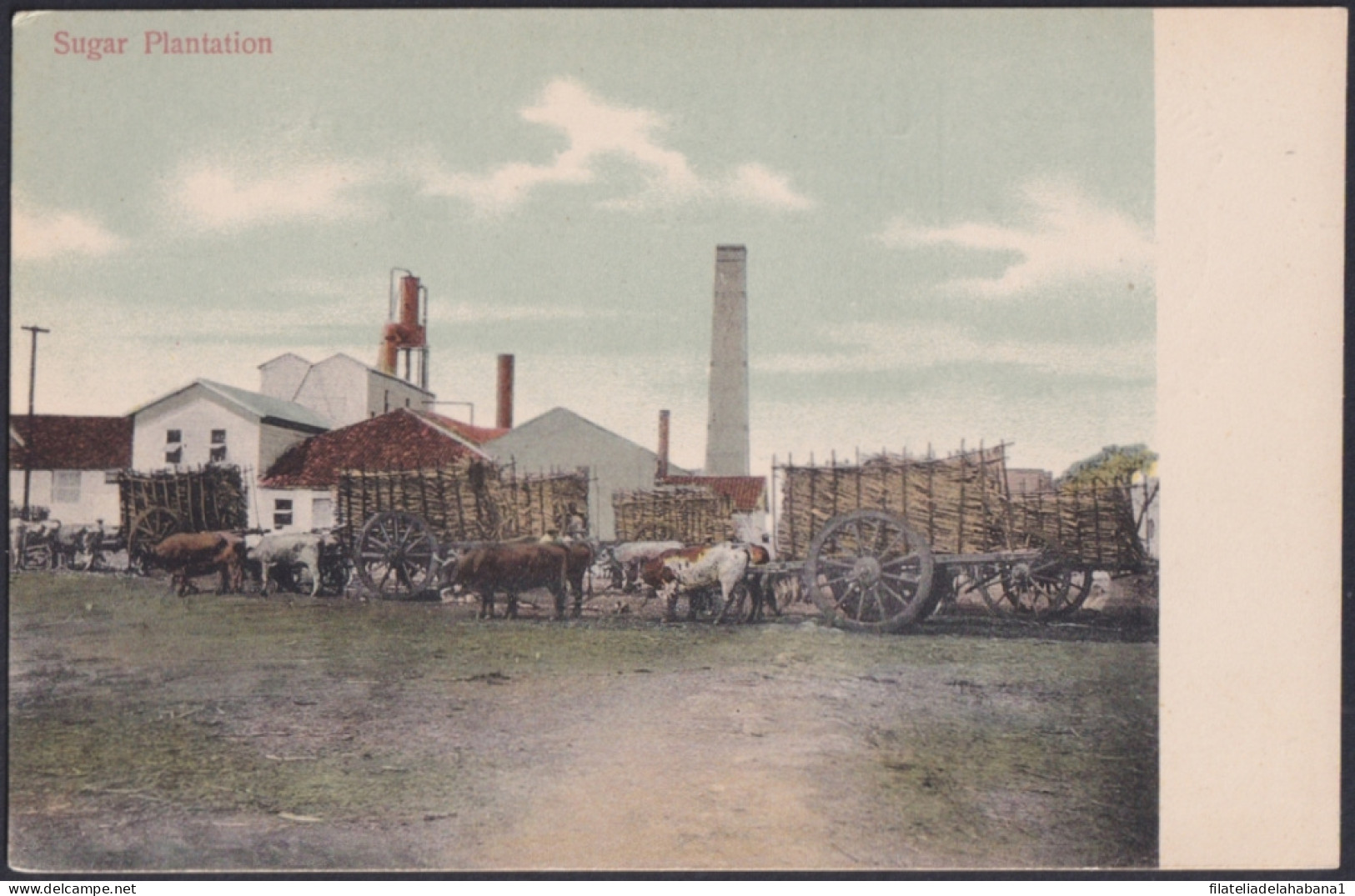 POS-1864 CUBA POSTCARD CIRCA 1902 SANTIAGO DE CUBA SUGAR MILLS PLANTATION.  - Kuba