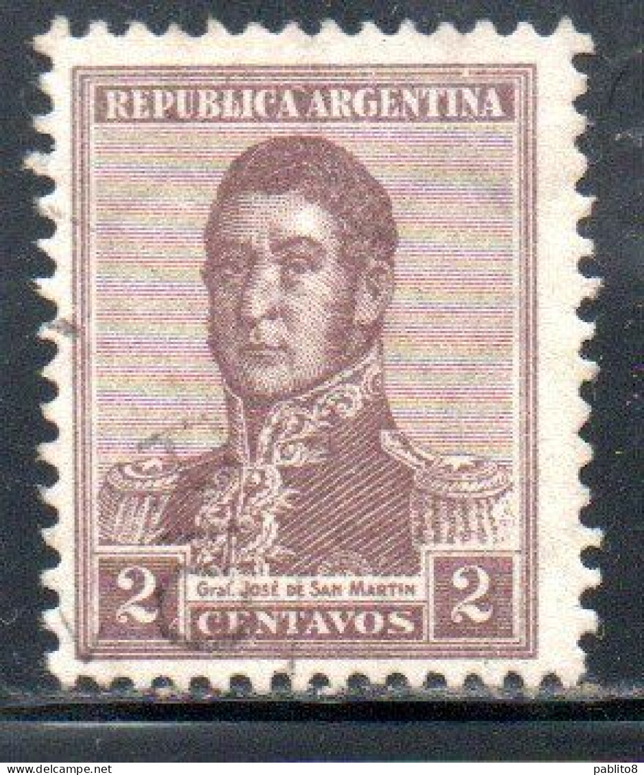 ARGENTINA 1917 JOSE DE SAN MARTIN 2c USED USADO OBLITERE' - Used Stamps