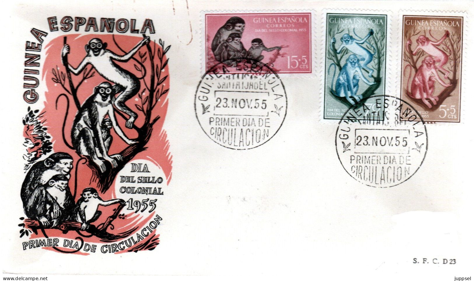 SPANISH GUINEA FDC, Monkeys    / GUINÉE Espaniol  Lettre De Première Jour, Singes - Affen