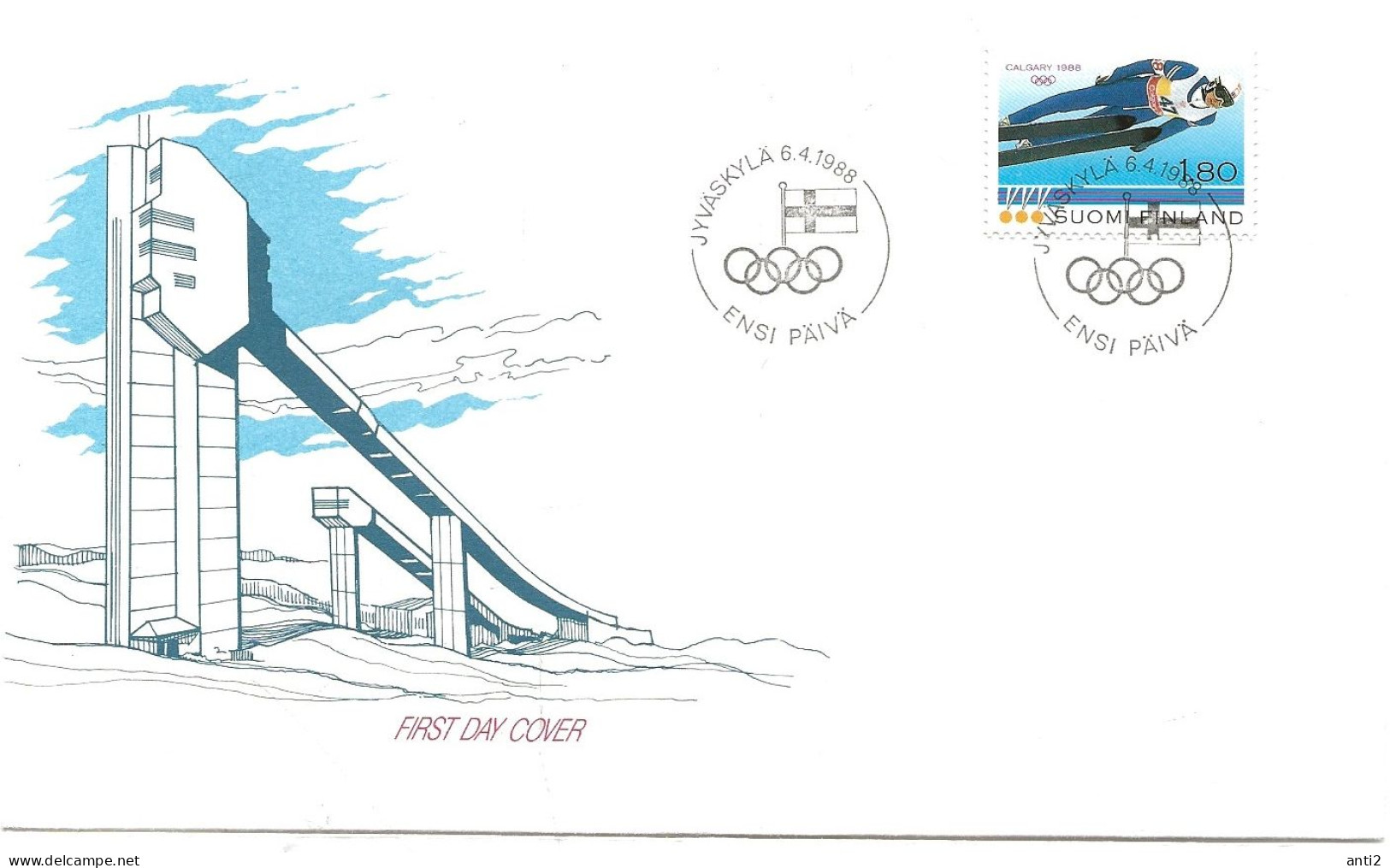 Finland   1988  Gold Medalists At The Calgary Winter Olympics, Ski Jumper Matti Nykänen  Mi 1049 FDC - Cartas & Documentos