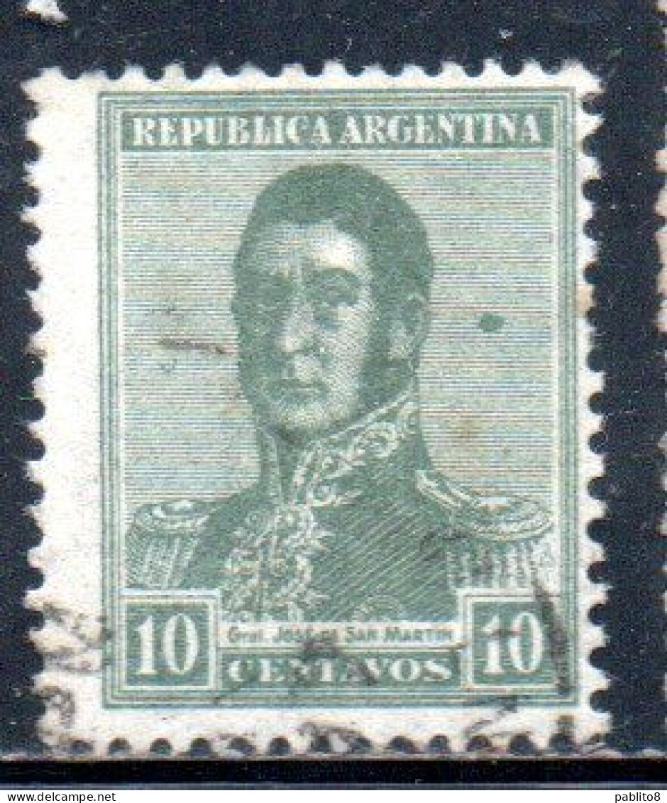 ARGENTINA 1917 JOSE DE SAN MARTIN 10c USED USADO OBLITERE' - Gebraucht