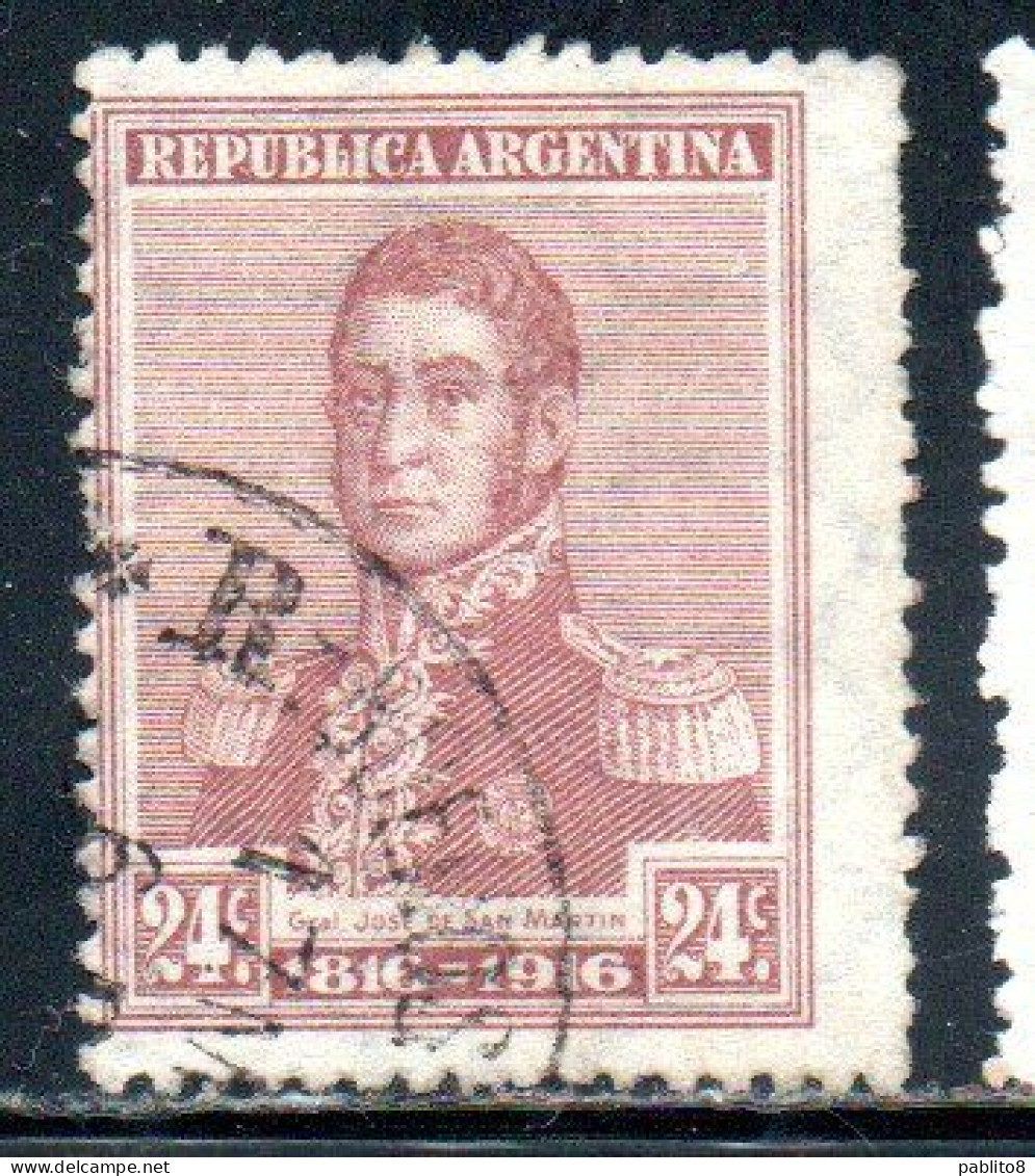 ARGENTINA 1917 JOSE DE SAN MARTIN 24c USED USADO OBLITERE' - Used Stamps