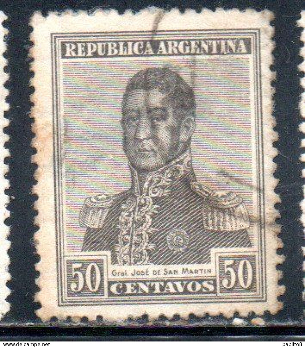 ARGENTINA 1917 JOSE DE SAN MARTIN 50c USED USADO OBLITERE' - Oblitérés