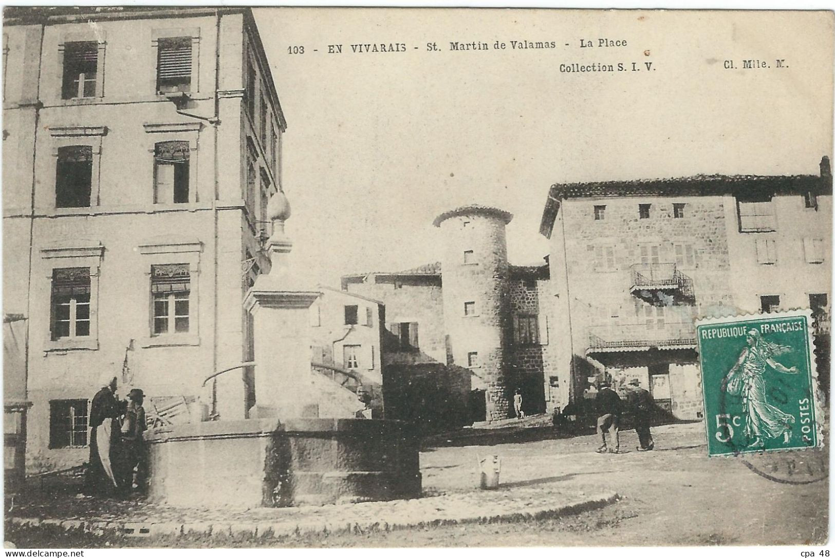 ARDECHE, St Martin De Valamas, La Place, Carte Pas Courante... - Saint Martin De Valamas