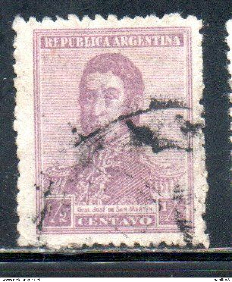 ARGENTINA 1918 1919 JOSE DE SAN MARTIN 1/2c USED USADO OBLITERE' - Usati