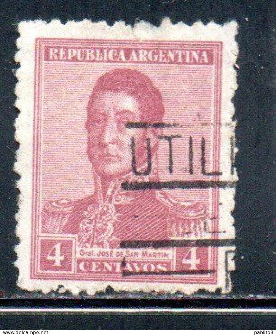 ARGENTINA 1918 1919 JOSE DE SAN MARTIN 4c USED USADO OBLITERE' - Gebraucht