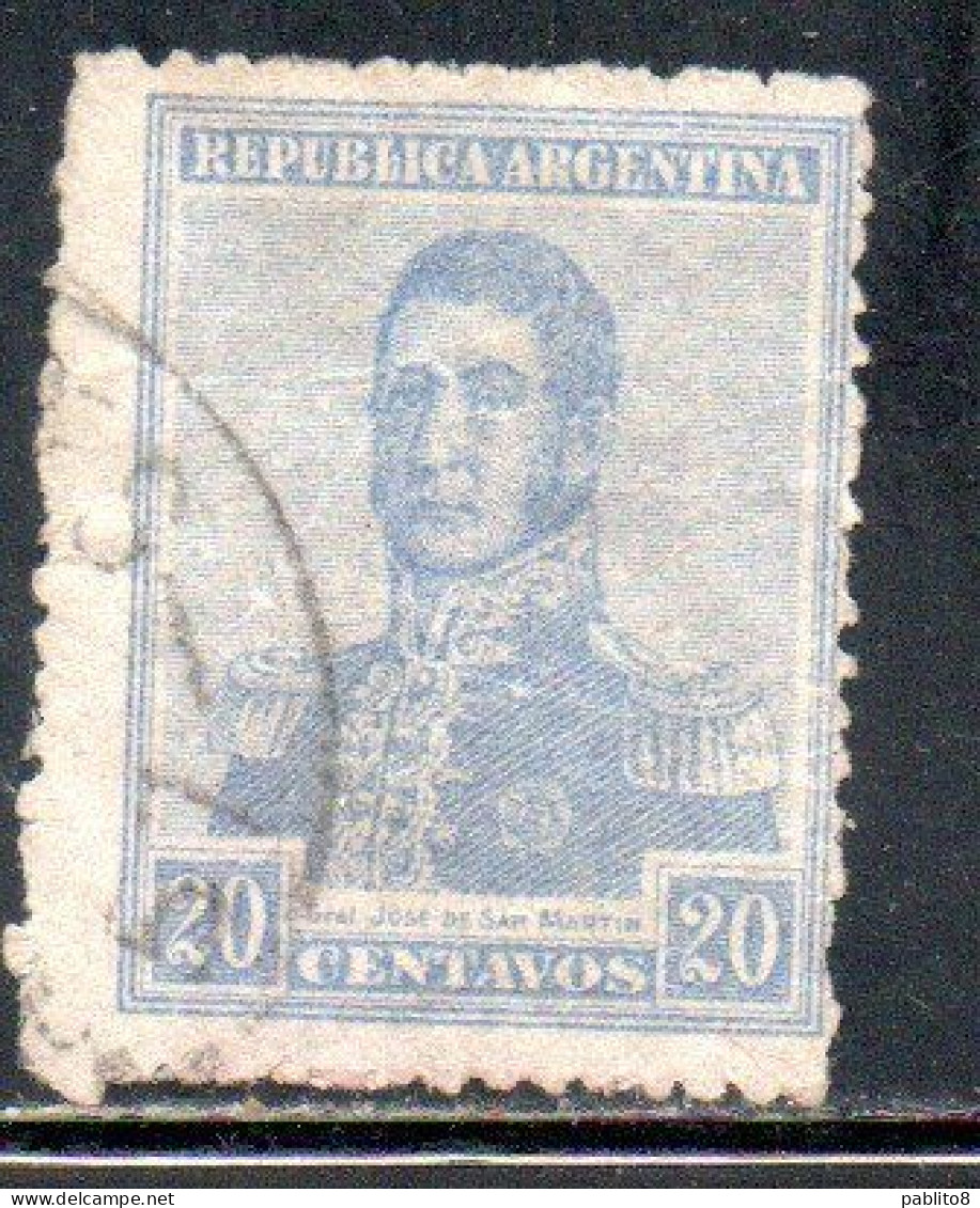 ARGENTINA 1918 1919 JOSE DE SAN MARTIN 20c USED USADO OBLITERE' - Usados