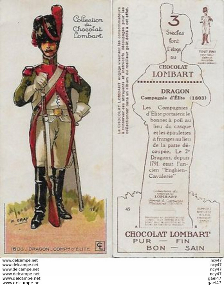 CHROMOS. Chocolat LOMBART.  Dragon, Compagnie D'élite...S3342 MILITARIA - Lombart