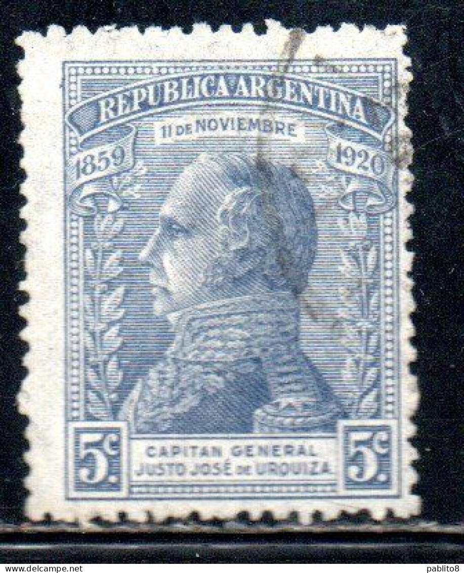 ARGENTINA 1920 GENERAL JUSTO JOSE DE URQUIZA 5c USED USADO OBLITERE' - Usati