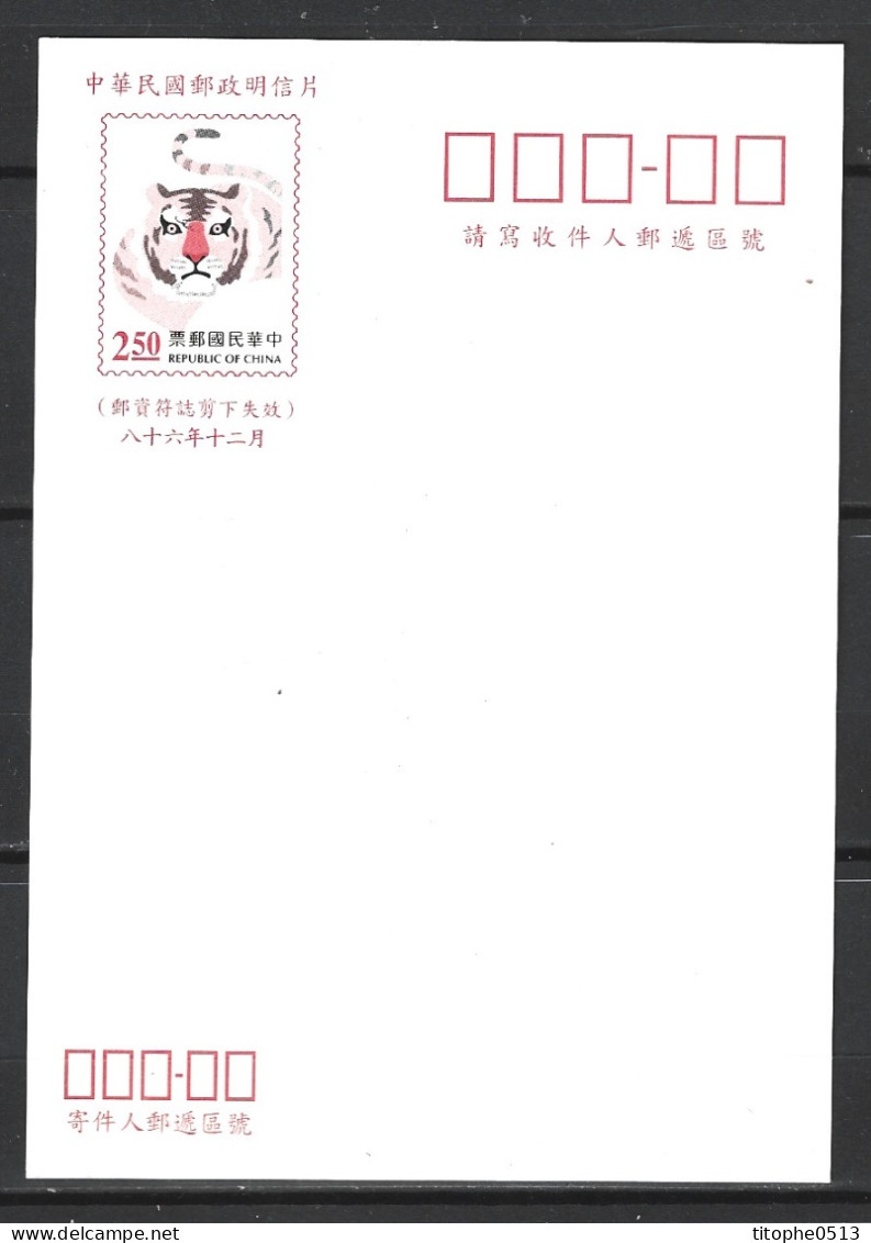 TAÏWAN. Carte Pré-timbrée De 1997. Année Du Tigre. - Chinese New Year